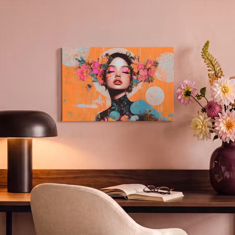 Canvas schilderij - Portret - Vrouw - Abstract - Bloemen — 4