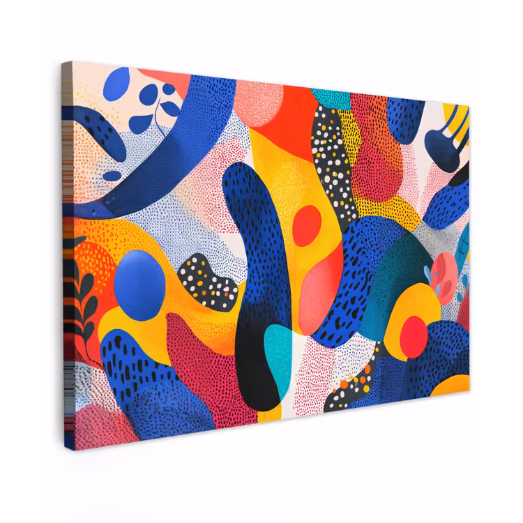 Canvas schilderij - Vormen - Abstract - Stippels - Blauw — 1