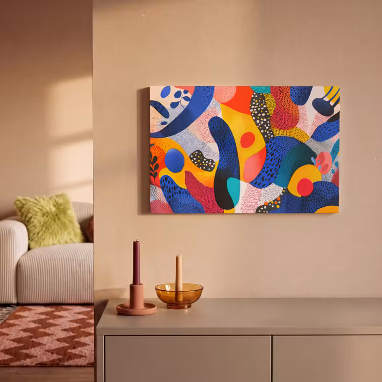 Canvas schilderij - Vormen - Abstract - Stippels - Blauw — 2