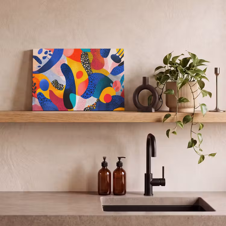 Canvas schilderij - Vormen - Abstract - Stippels - Blauw — 3