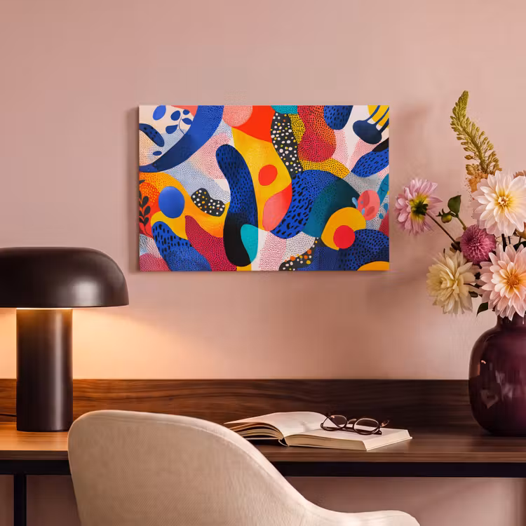 Canvas schilderij - Vormen - Abstract - Stippels - Blauw — 4