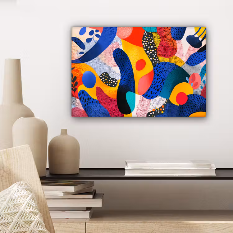 Canvas schilderij - Vormen - Abstract - Stippels - Blauw — 5