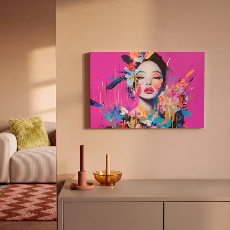Canvas schilderij - Vrouw - Portret - Abstract - Paars — 2