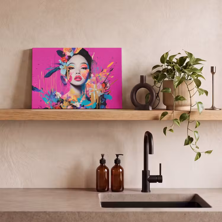 Canvas schilderij - Vrouw - Portret - Abstract - Paars — 3