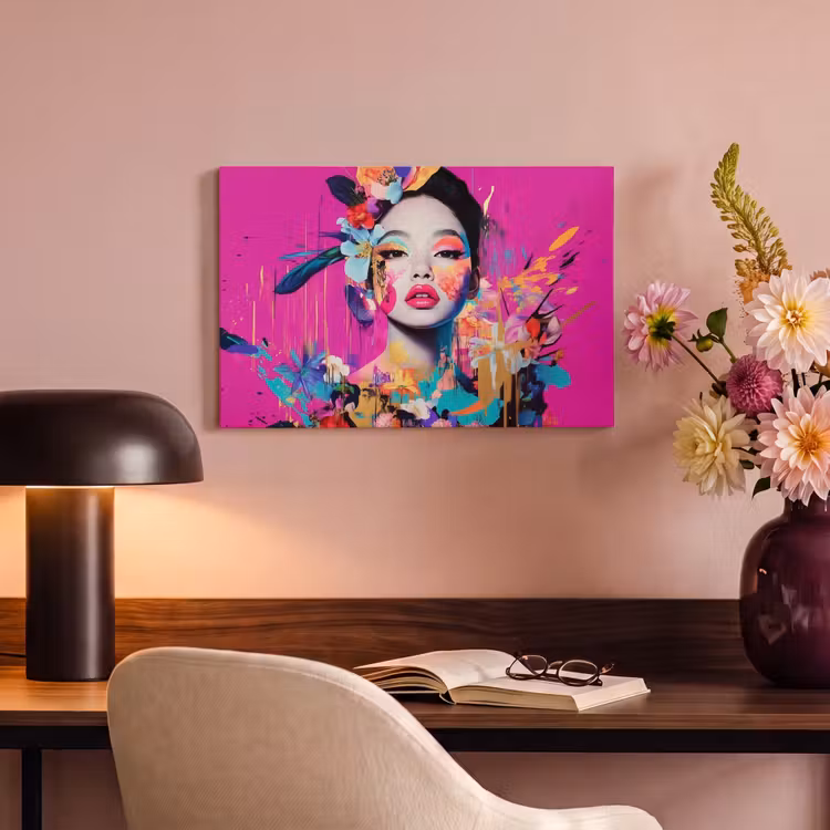 Canvas schilderij - Vrouw - Portret - Abstract - Paars — 4