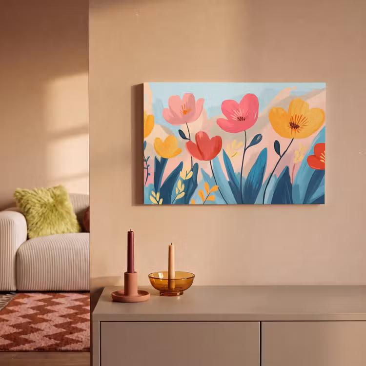 Canvas schilderij - Illustratie - Bloemen - Kleurrijk — 2