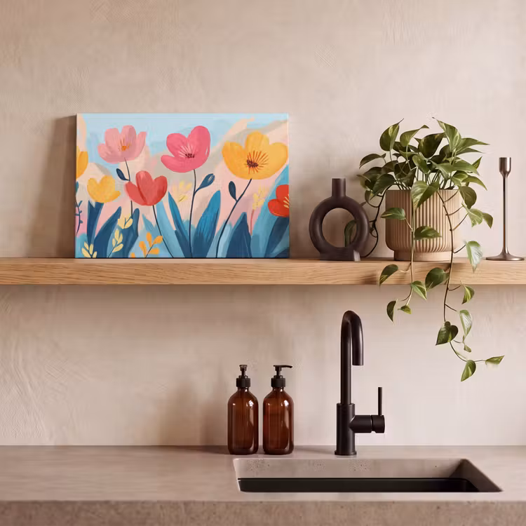 Canvas schilderij - Illustratie - Bloemen - Kleurrijk — 3