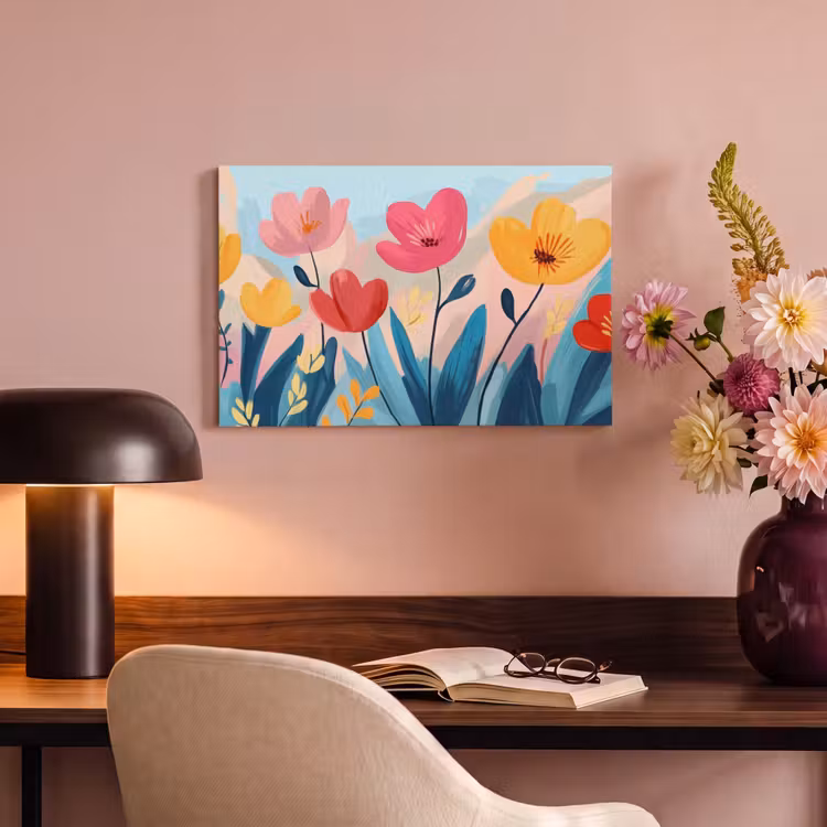 Canvas schilderij - Illustratie - Bloemen - Kleurrijk — 4