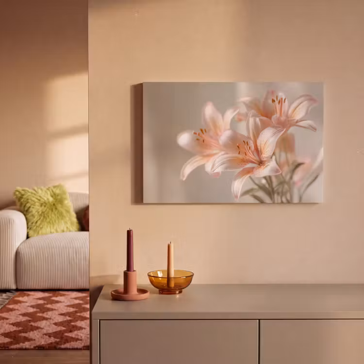 Canvas schilderij - Lelies - Meeldraden - Roze - Wazig — 2
