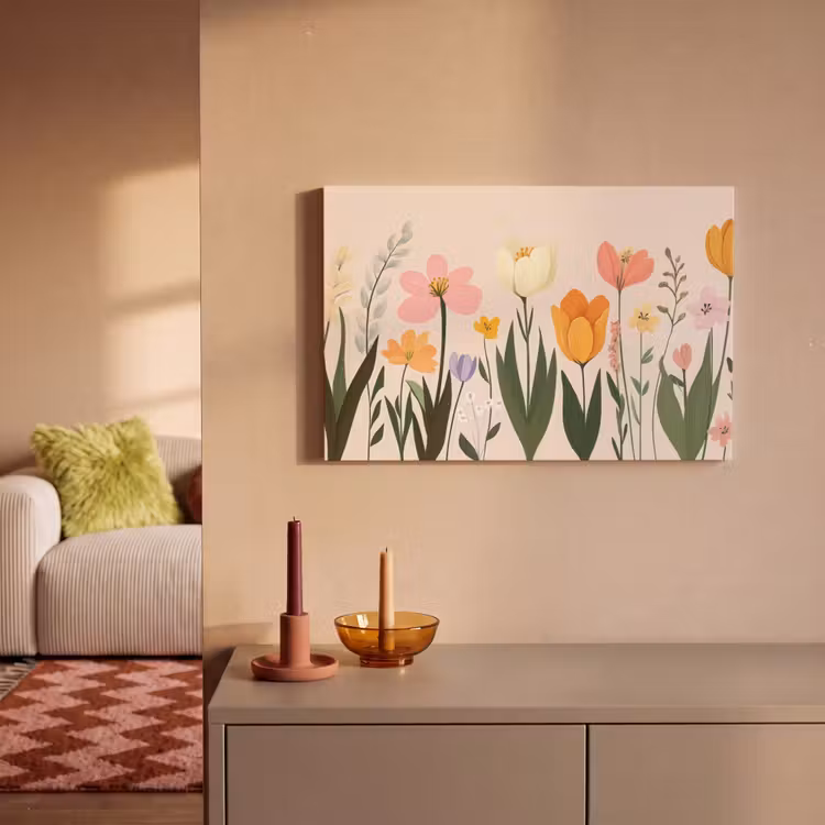 Canvas schilderij - Pasteltinten - Bloemen - Illustratie — 2