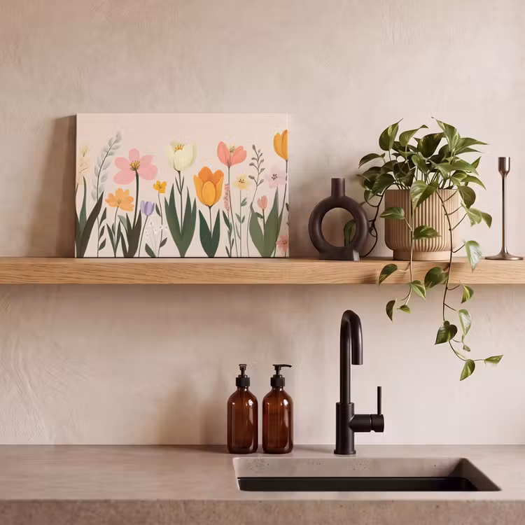 Canvas schilderij - Pasteltinten - Bloemen - Illustratie — 3