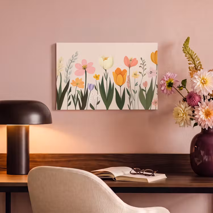 Canvas schilderij - Pasteltinten - Bloemen - Illustratie — 4