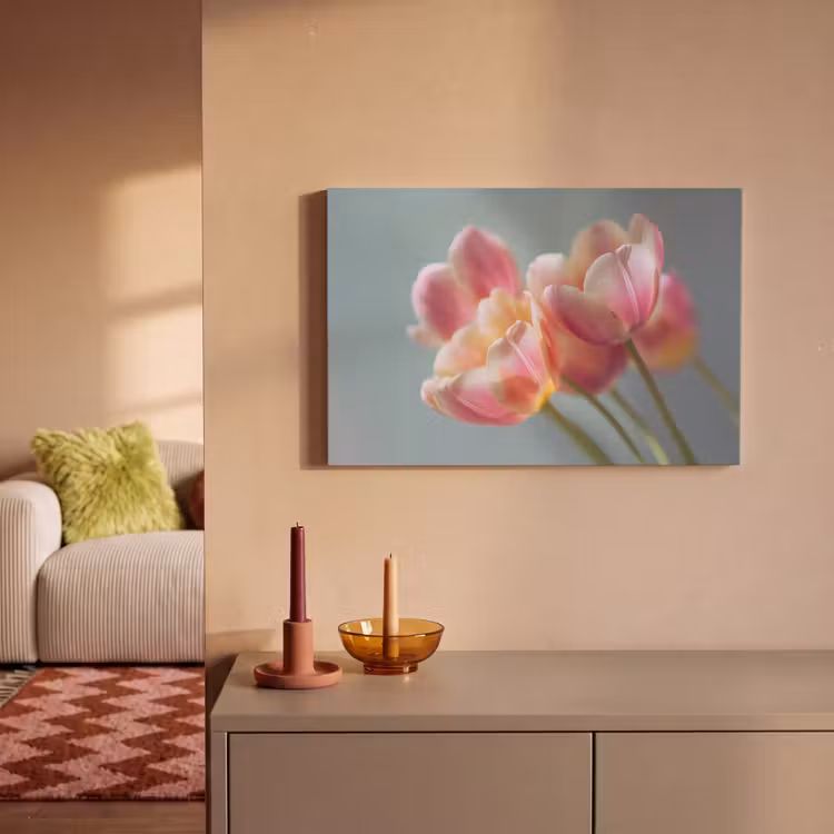 Canvas schilderij - Tulpen - Roze - Stelen — 2