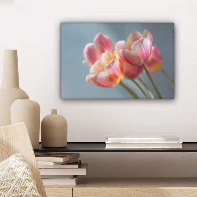 Canvas schilderij - Tulpen - Roze - Stelen — 5