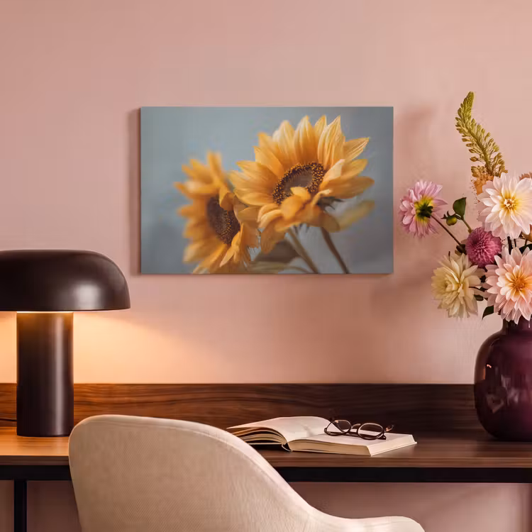 Canvas schilderij - Zonnebloemen - Geel - Wazig — 4