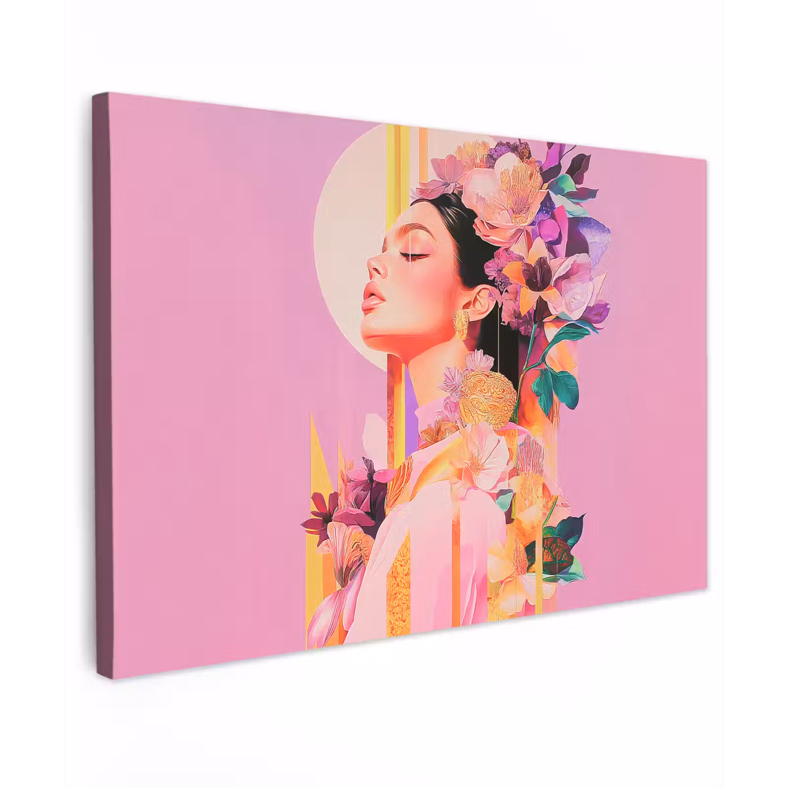 Canvas schilderij - Vrouw - Bloemen - Paars - Abstract — 1