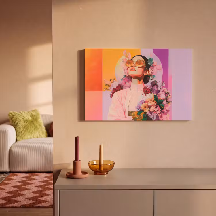 Canvas schilderij - Portret - Vrouw - Abstract - Bloemen — 2