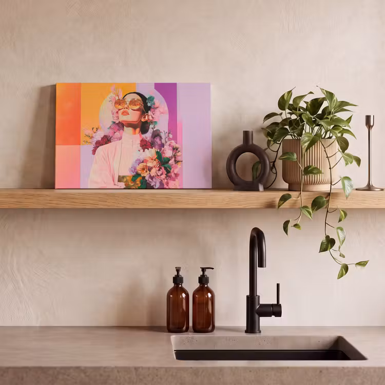 Canvas schilderij - Portret - Vrouw - Abstract - Bloemen — 3