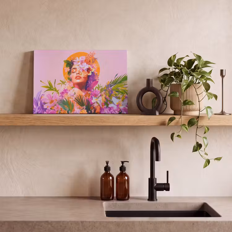 Canvas schilderij - Vrouw - Abstract - Cirkel - Bloemen — 3