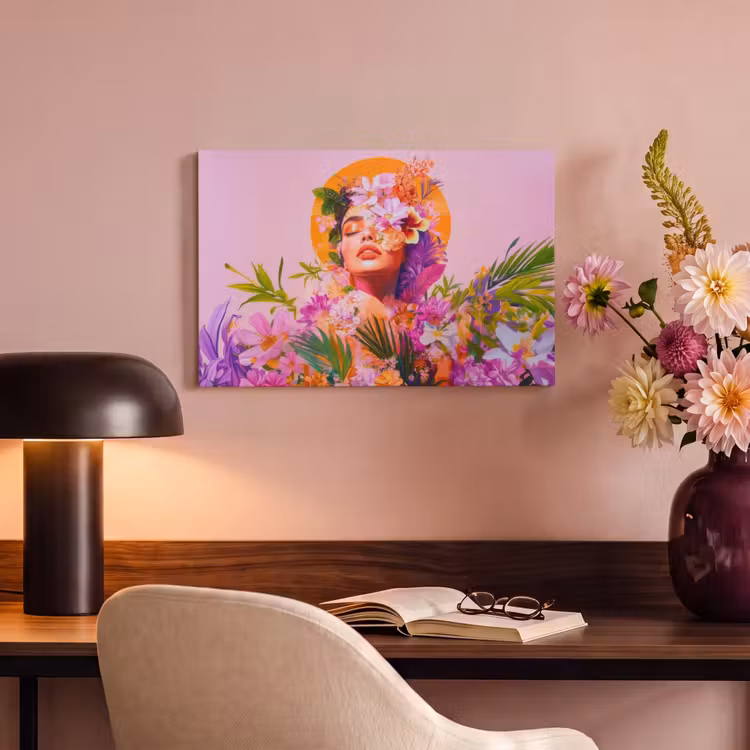 Canvas schilderij - Vrouw - Abstract - Cirkel - Bloemen — 4