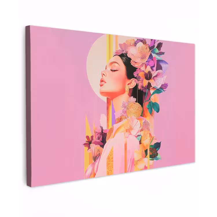 Canvas schilderij - Vrouw - Bloemen - Paars - Abstract — 1