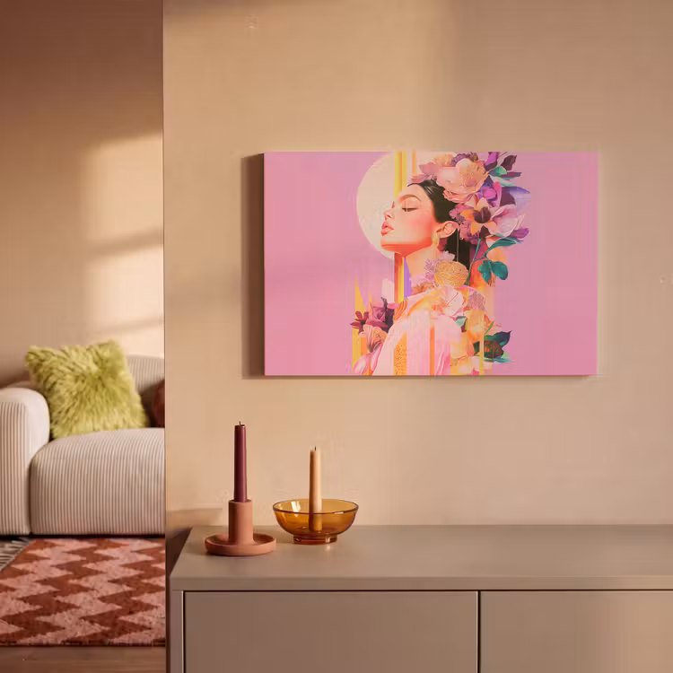 Canvas schilderij - Vrouw - Bloemen - Paars - Abstract — 2
