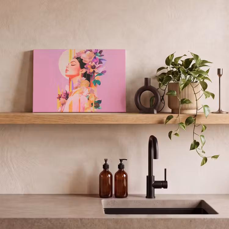 Canvas schilderij - Vrouw - Bloemen - Paars - Abstract — 3