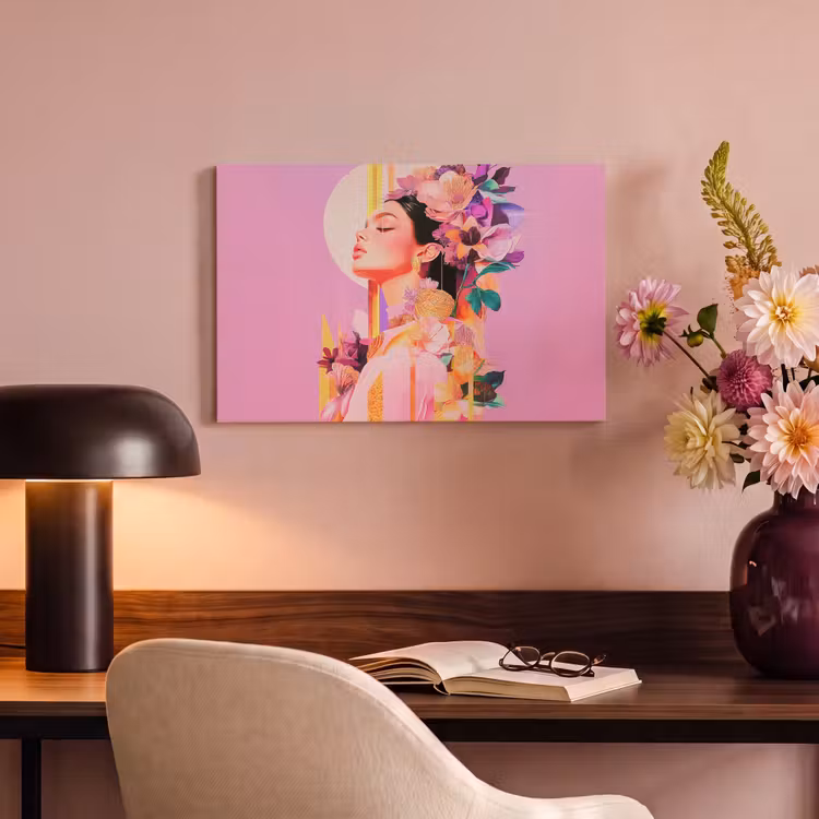 Canvas schilderij - Vrouw - Bloemen - Paars - Abstract — 4