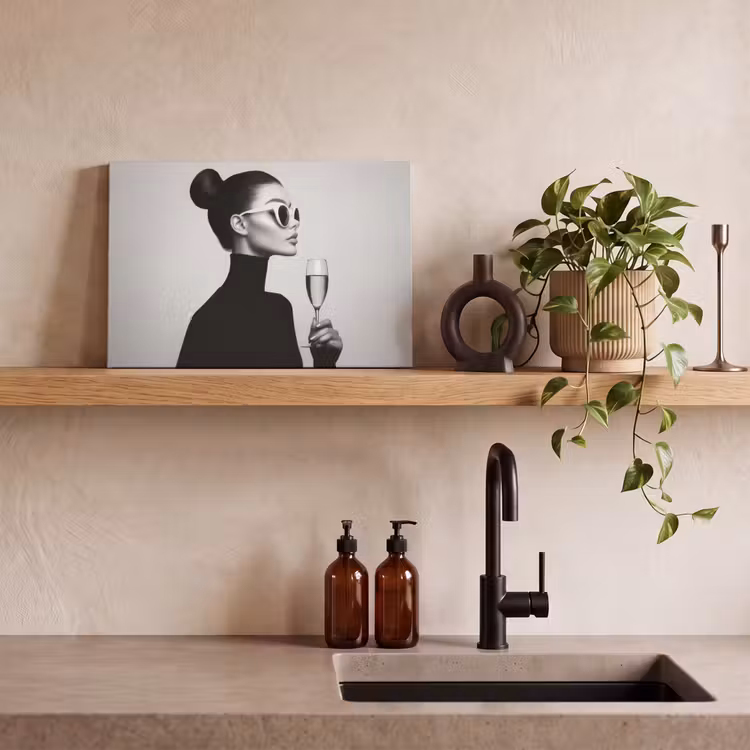 Canvas schilderij - Vrouw - Champagne - Modern — 3