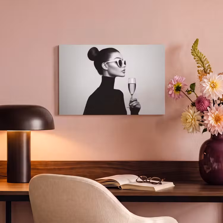 Canvas schilderij - Vrouw - Champagne - Modern — 4