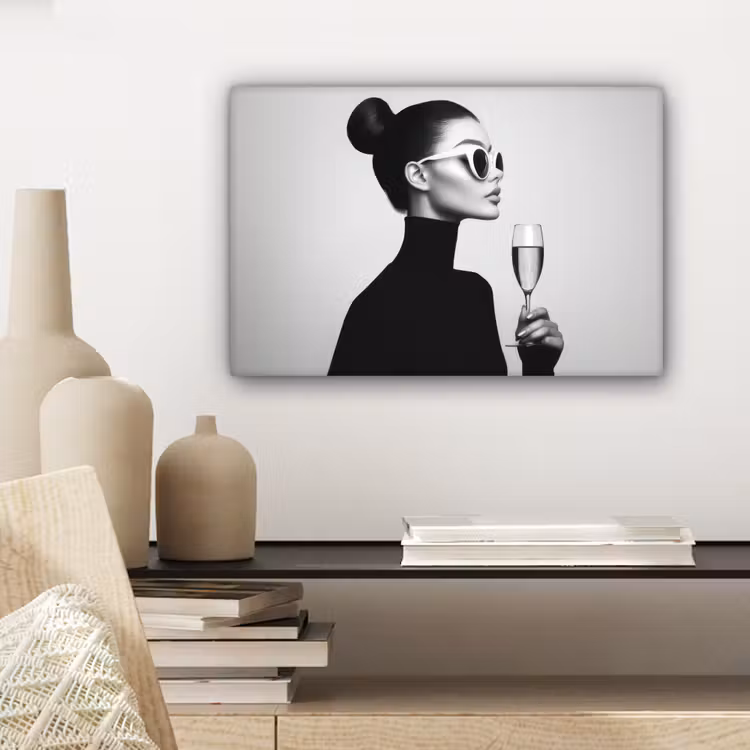Canvas schilderij - Vrouw - Champagne - Modern — 5
