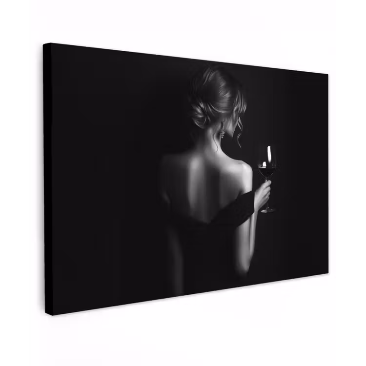 Canvas schilderij - Vrouw - Wijn - Jurk — 1