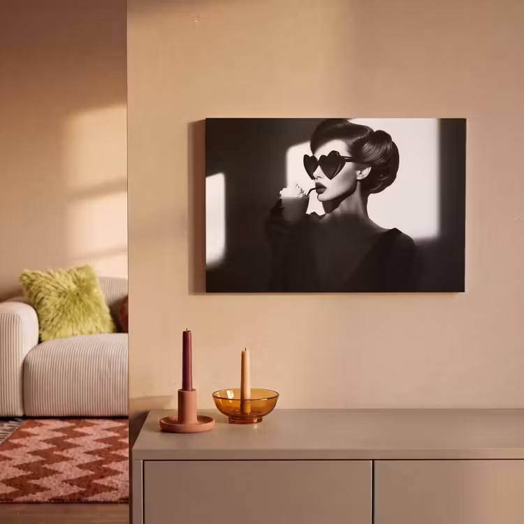 Canvas schilderij - Vrouw - Zwart - Hart — 2
