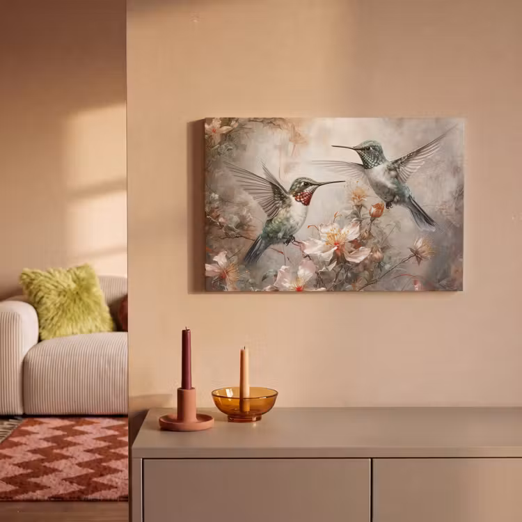 Canvas schilderij - Kolibrie - Vogels - Bloemen - Planten — 2