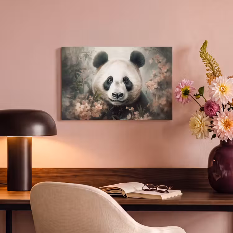 Canvas schilderij - Panda - Dieren - Bloemen - Planten — 4
