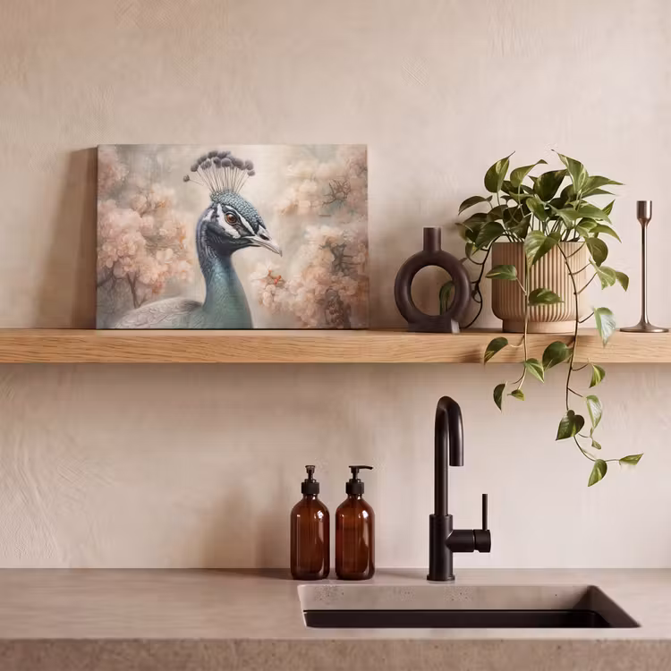 Canvas schilderij - Pauw - Vogels - Bloemen - Boom - Botanisch — 3