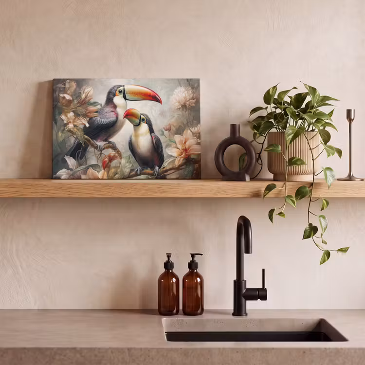 Canvas schilderij - Toekan - Vogels - Bloemen - Jungle — 3