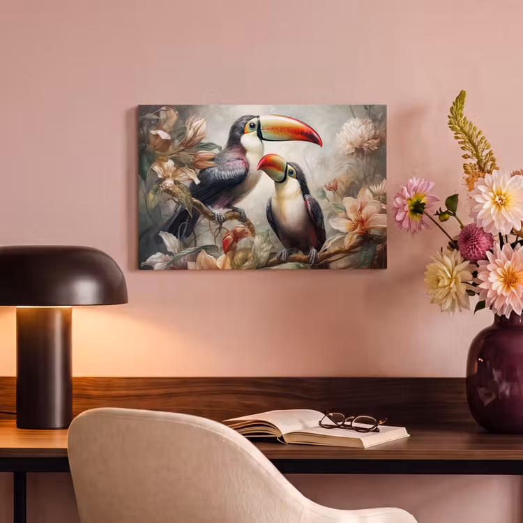 Canvas schilderij - Toekan - Vogels - Bloemen - Jungle — 4