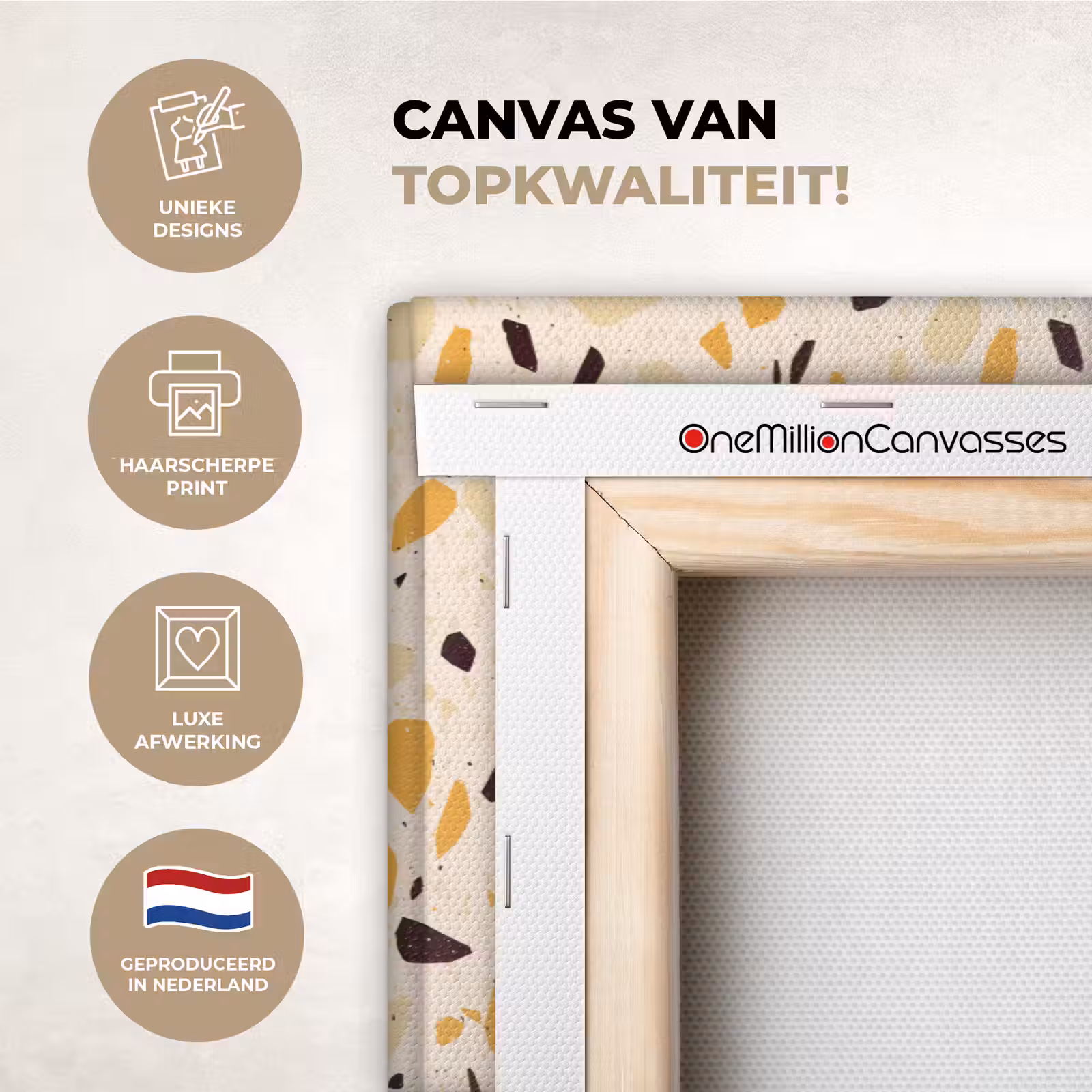 Canvas schilderij - Terrazzo - Patroon - Geel - — 1