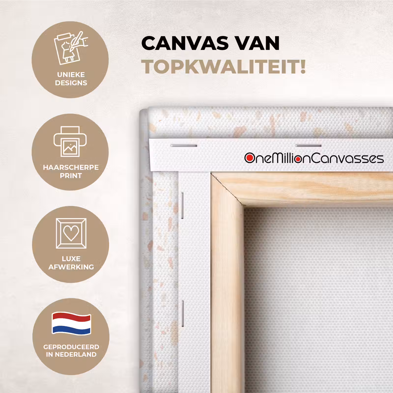 Canvas schilderij - Terrazzo - Patroon - Wit - Perzik — 1