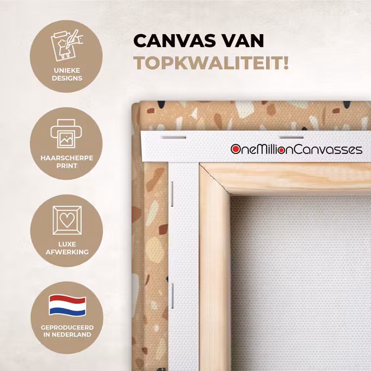 Canvas schilderij - Terrazzo - Patroon - Kleurrijk - Oranje — 1