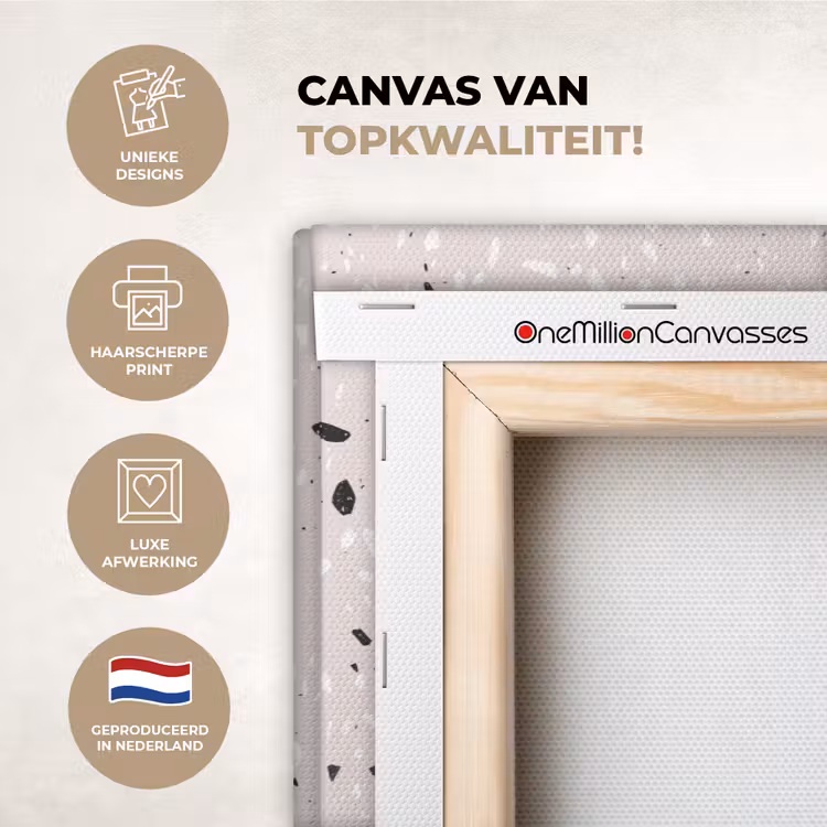 Canvas schilderij - Terrazzo - Patroon - Zacht - Zwart - Wit — 1