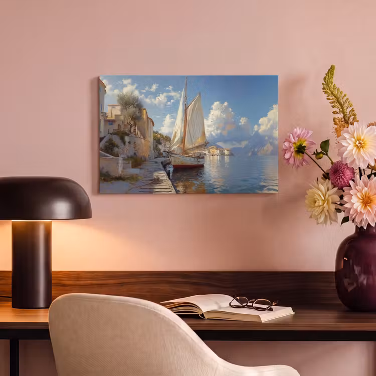 Canvas schilderij - Zeilschip - Huizen - Kade - Zee — 4