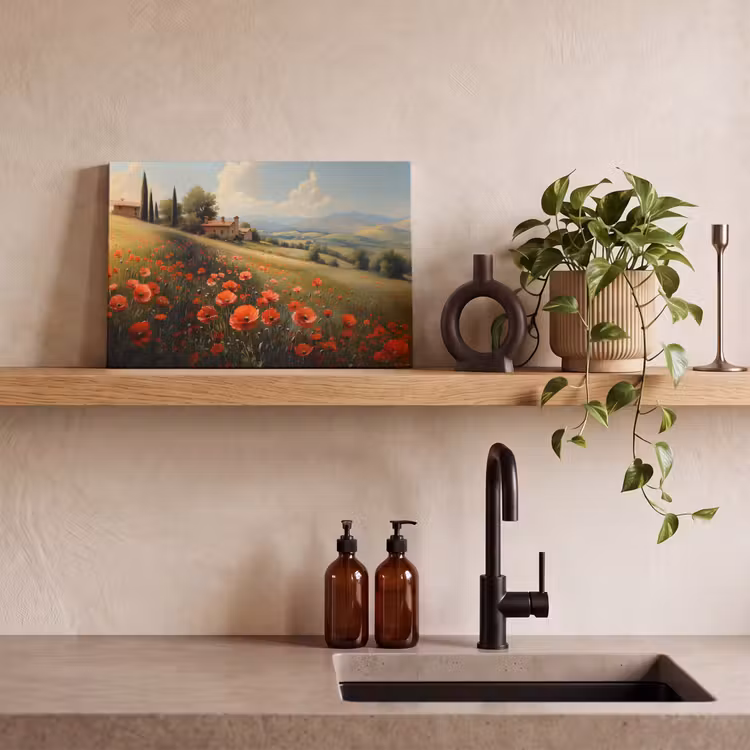 Canvas schilderij - Klaprozen - Rood - Heuvels - Landschap — 3