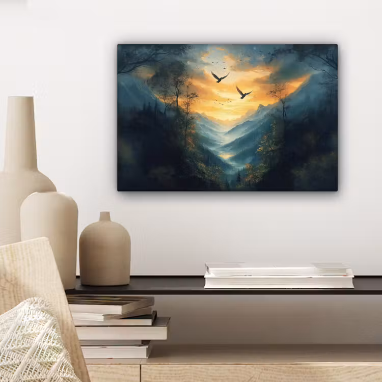 Canvas schilderij - Vogels - Zon - Bomen - Groen — 5