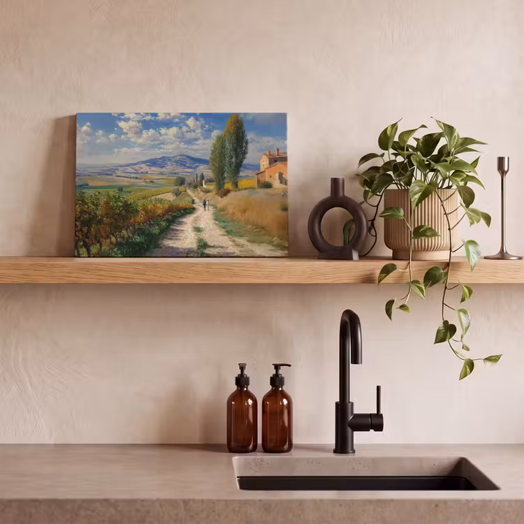 Canvas schilderij - Mensen - Wandelen - Zandpad - Velden — 3