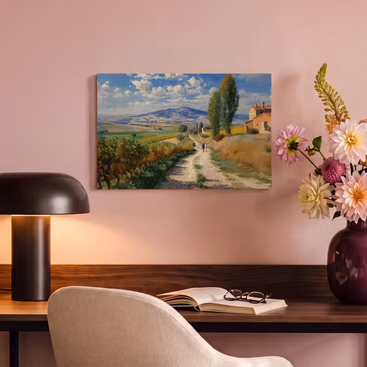 Canvas schilderij - Mensen - Wandelen - Zandpad - Velden — 4