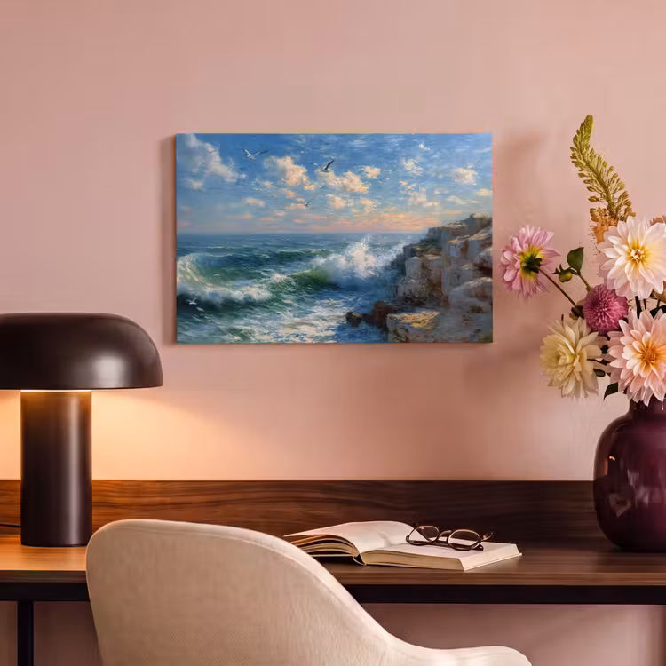 Canvas schilderij - Zee - Golven - Rotsen - Meeuwen — 4