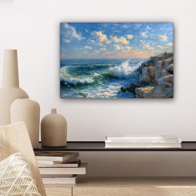 Canvas schilderij - Zee - Golven - Rotsen - Meeuwen — 5