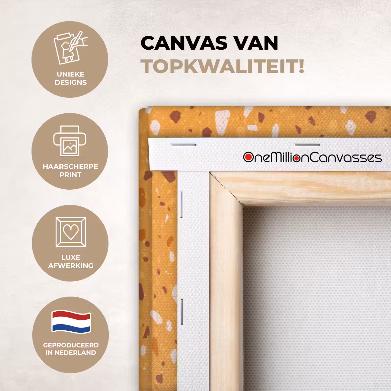 Canvas schilderij - Terrazzo - Patroon - Okergeel — 1